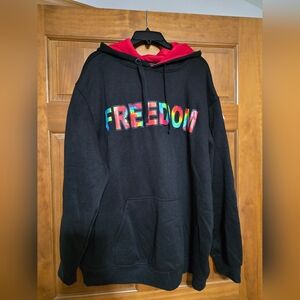 Akademiks Black Hoodie with Multicolor Freedom Print